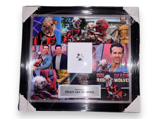 Peggy Aka Dogpool Signed (Pawtograph Paw Print) Deadpool photo montage- Deluxe framed