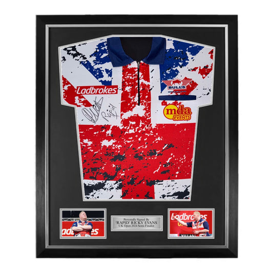 ‘Rapid’ Ricky Evans Signed Darts Shirt (UK Open 2024 Style)- Deluxe Framed