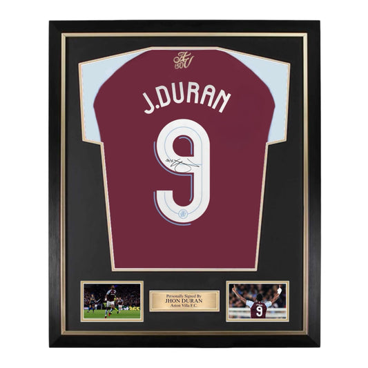 Jhon Duran Signed Aston Villa 24/25 Home Shirt- Deluxe Framed