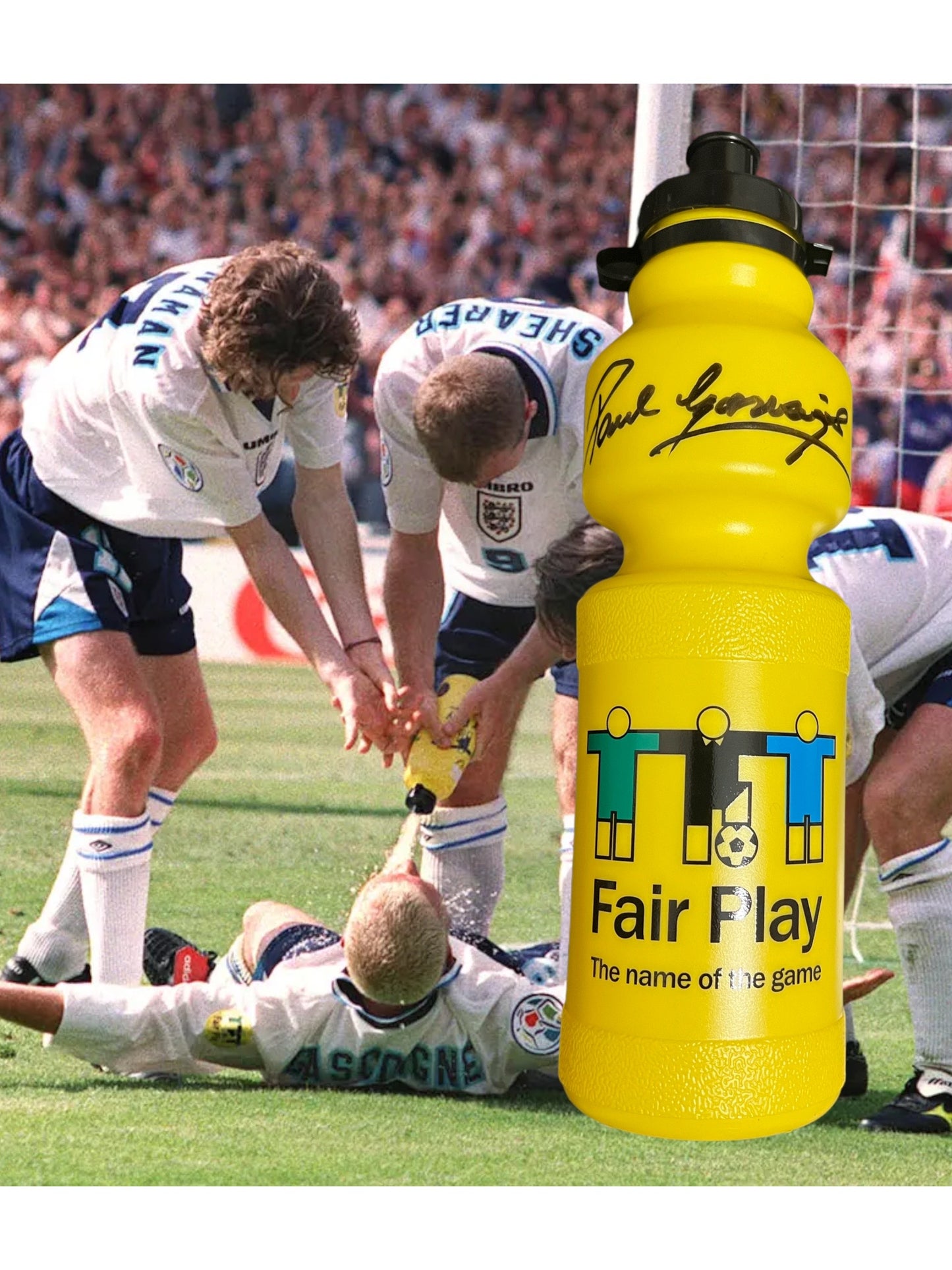 ‘Dentist Chair Celebration’ Euro 1996 Replica Fair Play Water Bottle Signed By Paul Gascoigne