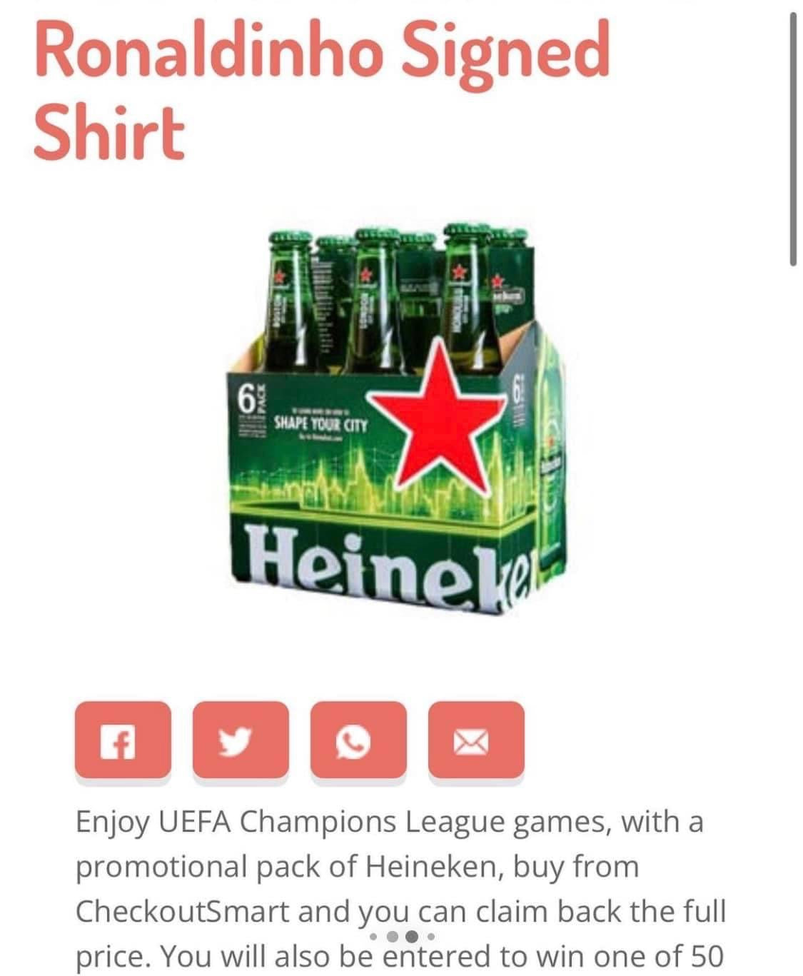 Ronaldinho Signed Limited Edition Shirt- Heineken 1/50