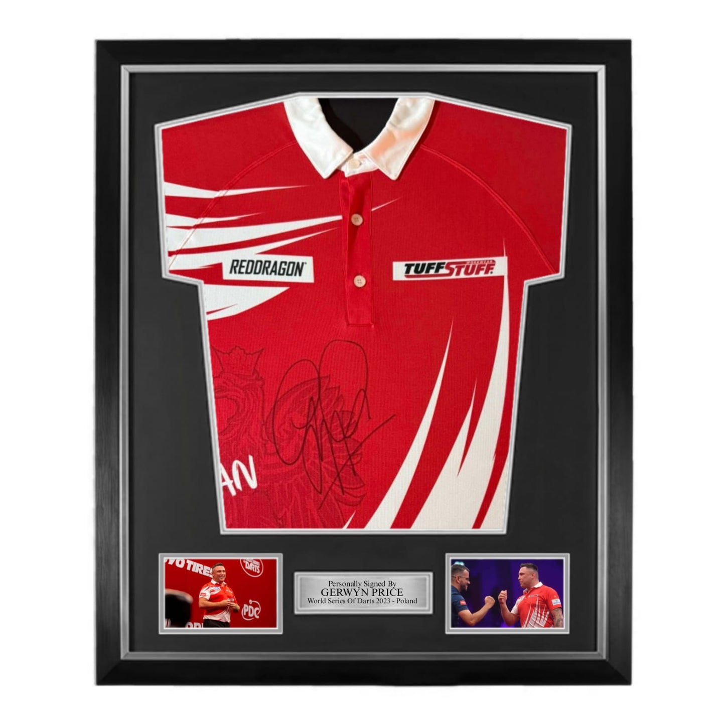 Gerwyn Price Signed Official World Series Of Darts 2023 Poland Shirt- Deluxe Framed