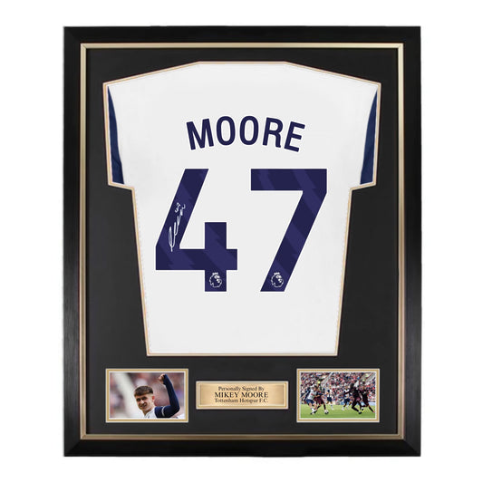 Mikey Moore Signed Tottenham Hotspur 24/25 Home Shirt- Deluxe Framed