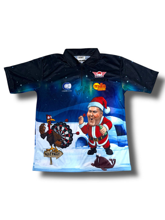 ‘Rapid’ Ricky Evans Front Signed Darts Shirt (World Championship 2024 Christmas Style)