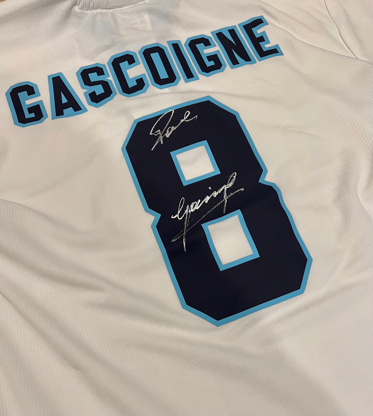 Paul Gascoigne ‘Gazza’ Signed Official Score Draw Retro England Euro 1996 Home Shirt