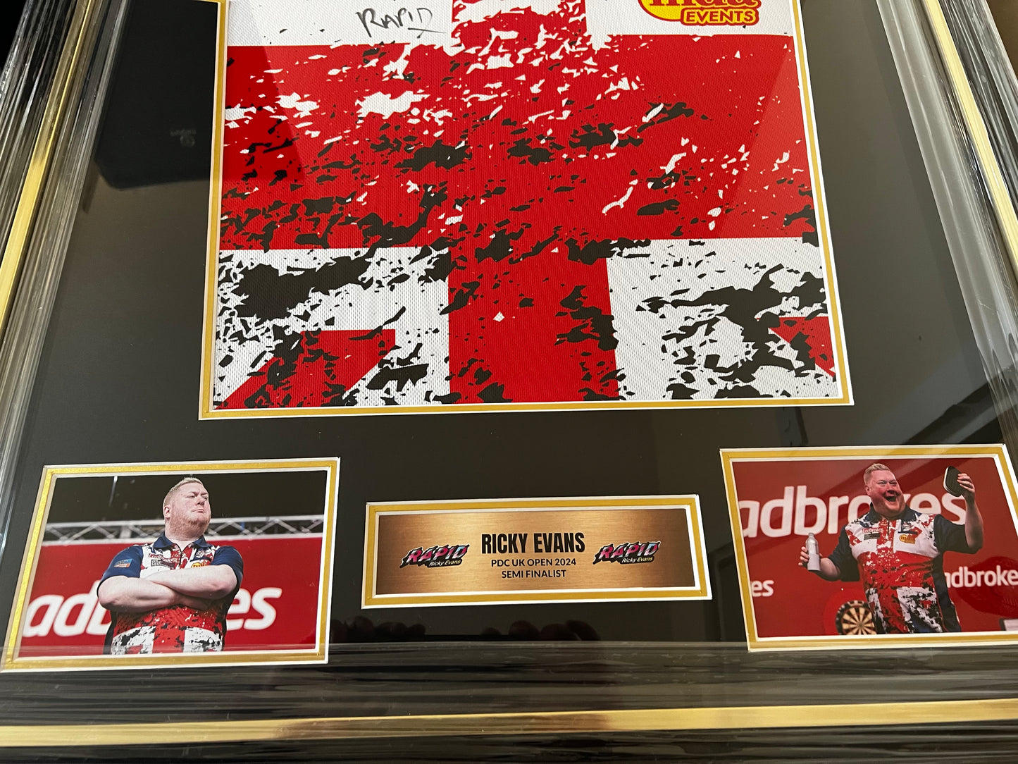 ‘Rapid’ Ricky Evans Signed Darts Shirt (UK Open 2024 Style)- Deluxe Framed