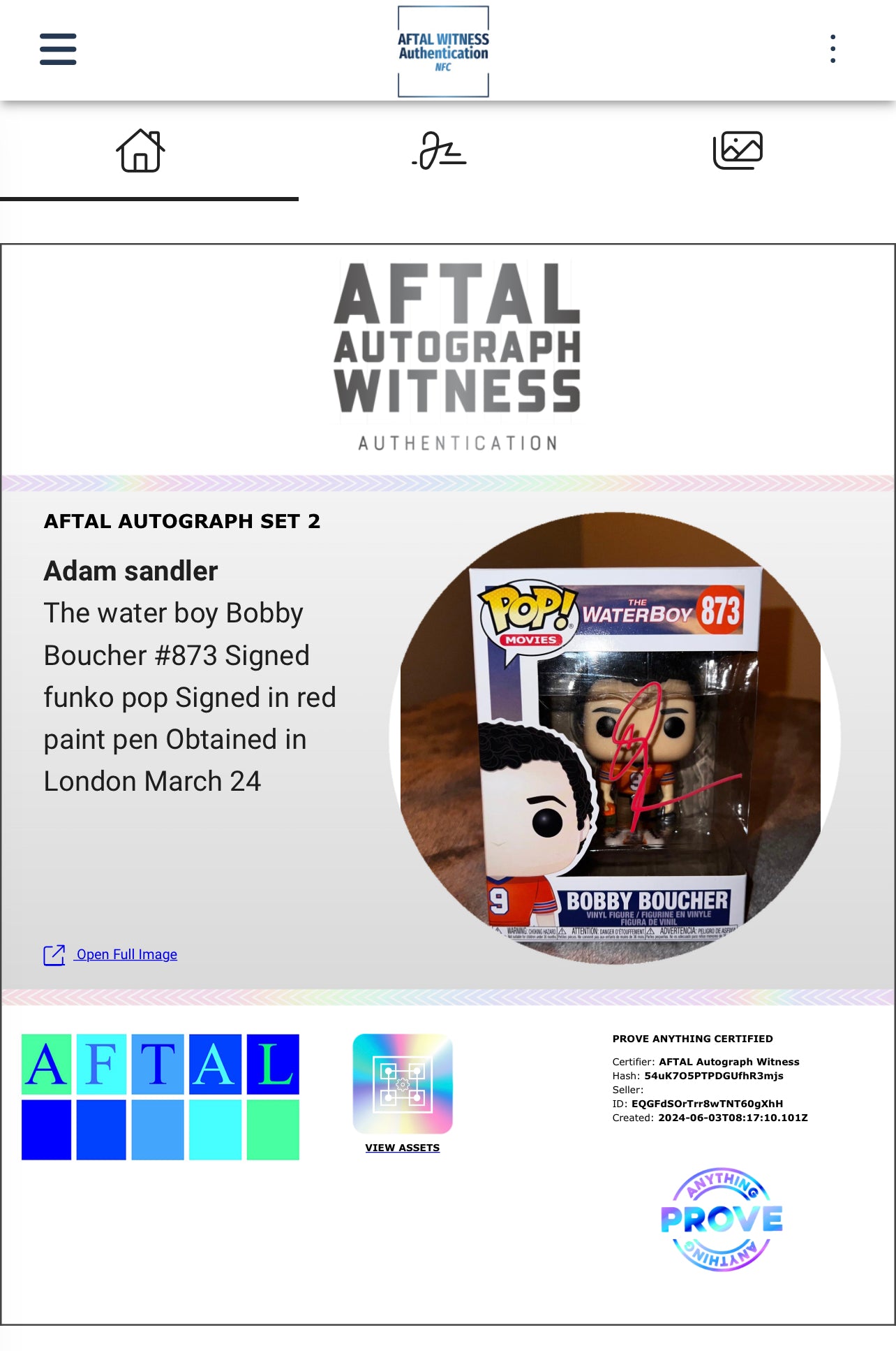 Adam Sandler Signed The Waterboy- Bobby Boucher Funko Pop (AFTAL WITNESS)