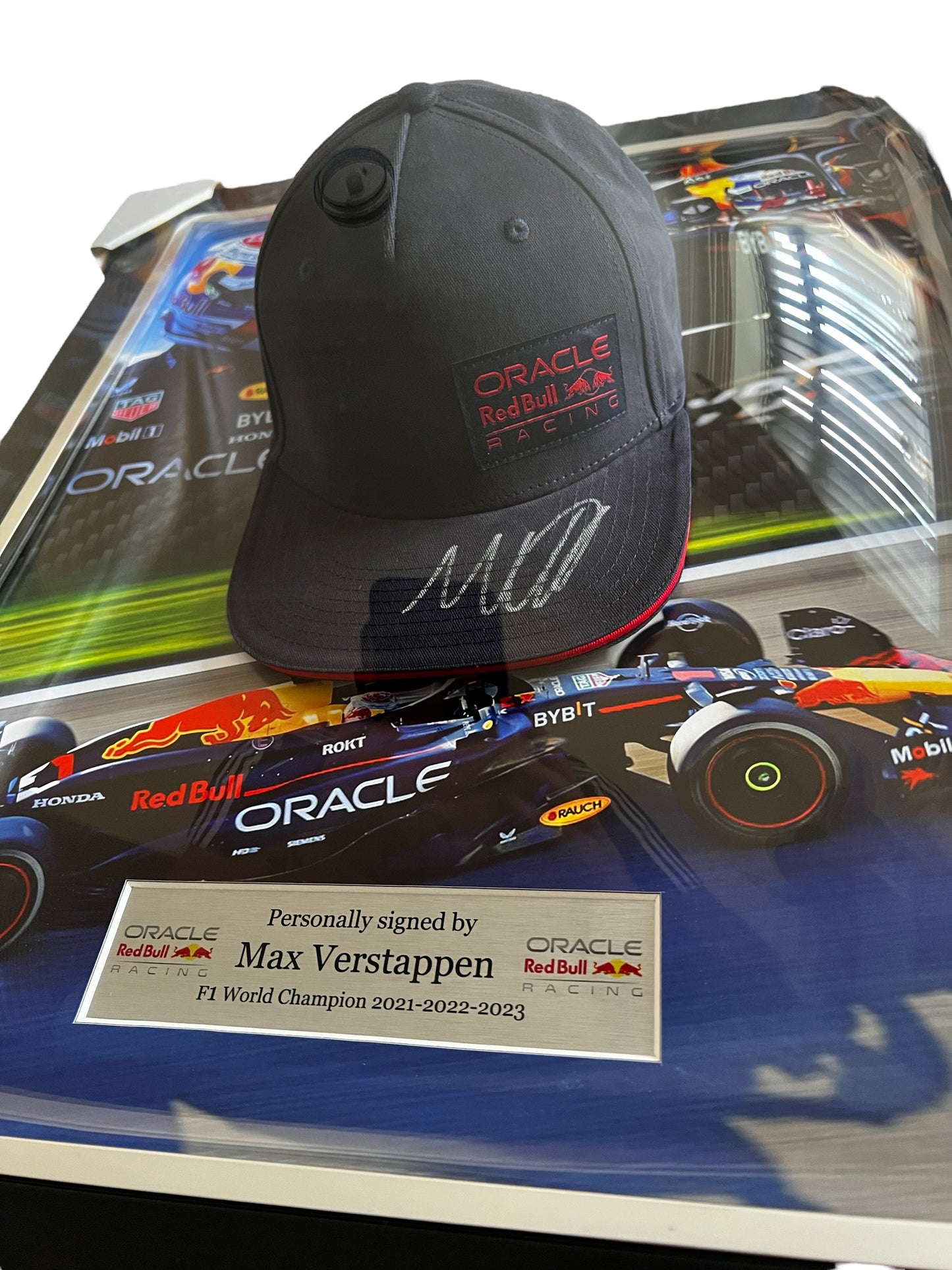 Max Verstappen Signed Red Bull Racing Cap in a Deluxe Dome Frame
