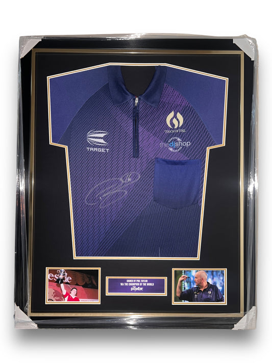 Phil Taylor Signed 2024 Target Darts Shirt- Deluxe Framed