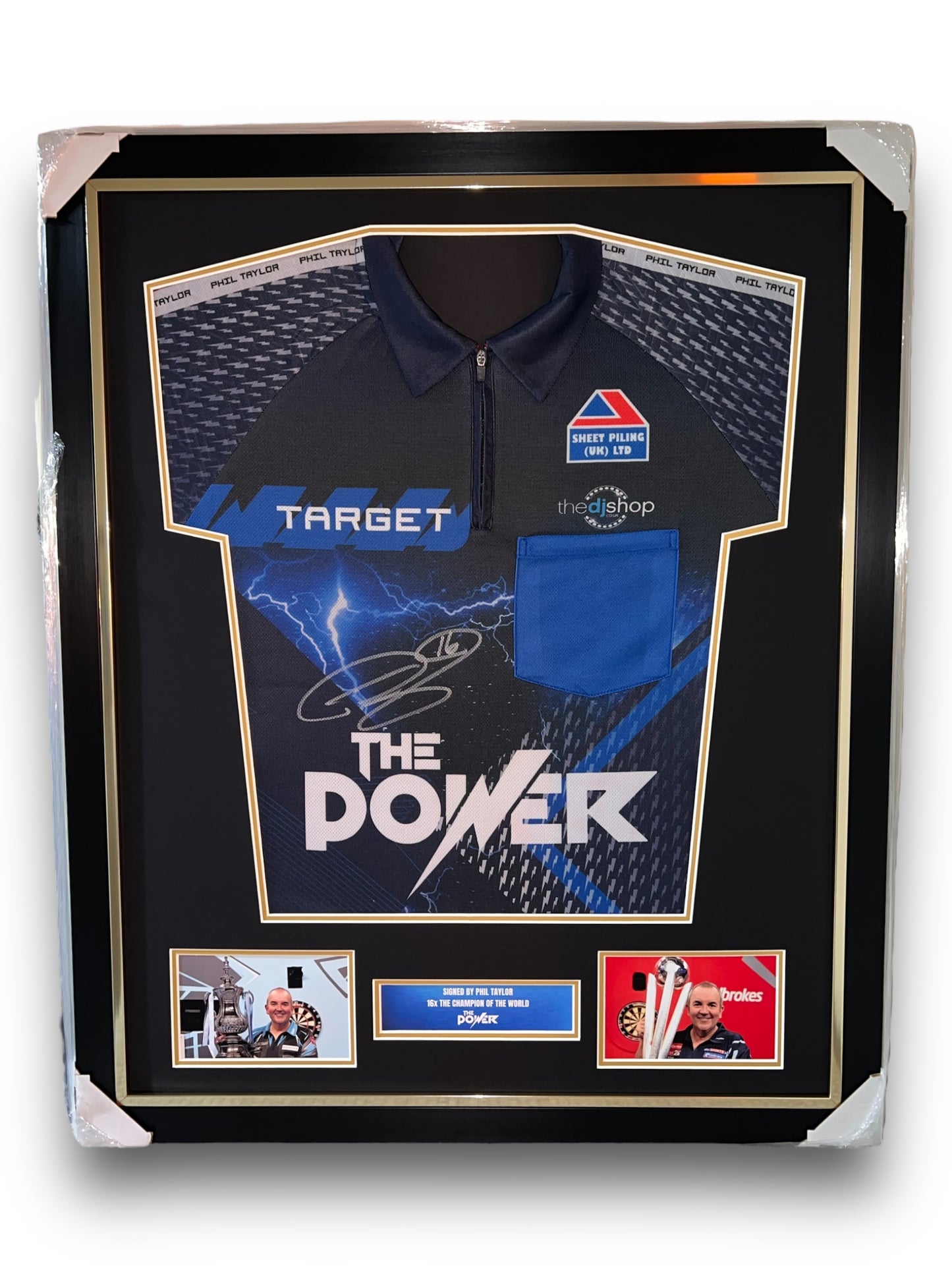 Phil Taylor Signed 2025 Target Darts Shirt- Deluxe Framed