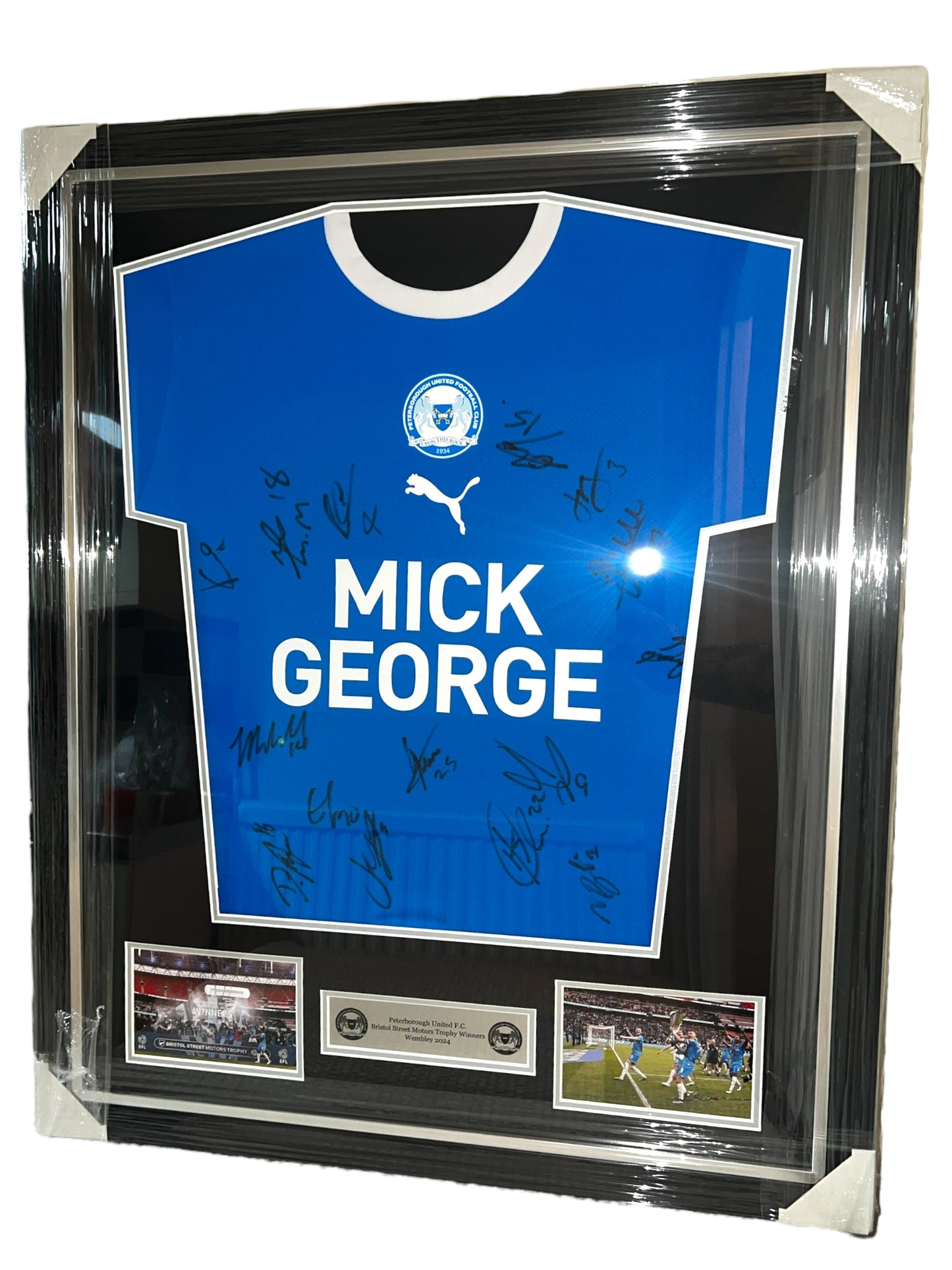 Peterborough United Wembley 2024 Squad Signed Shirt- Deluxe Framed