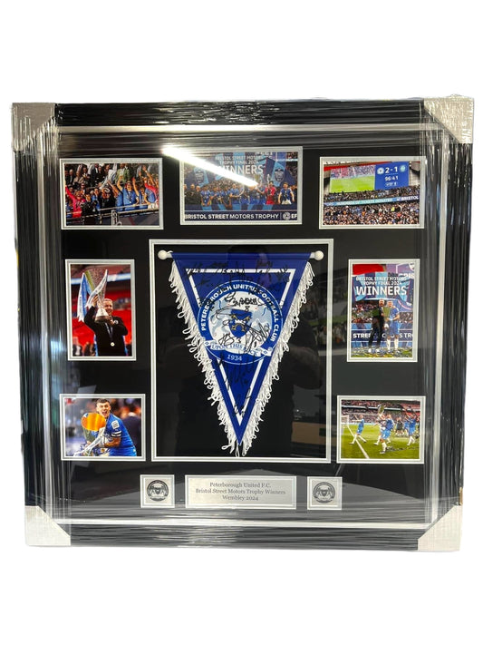 Peterborough United Wembley 2024 Squad Signed Pennant- Deluxe Framed