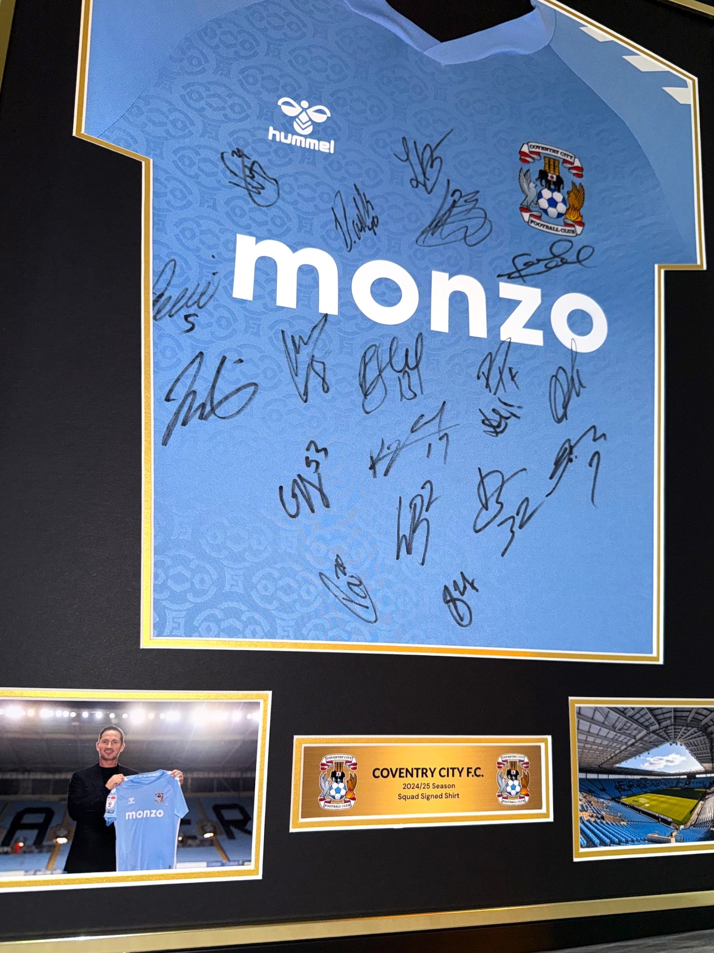 Coventry City Squad Signed 24/25 Season Home Shirt With Frank Lampard- Deluxe Framed