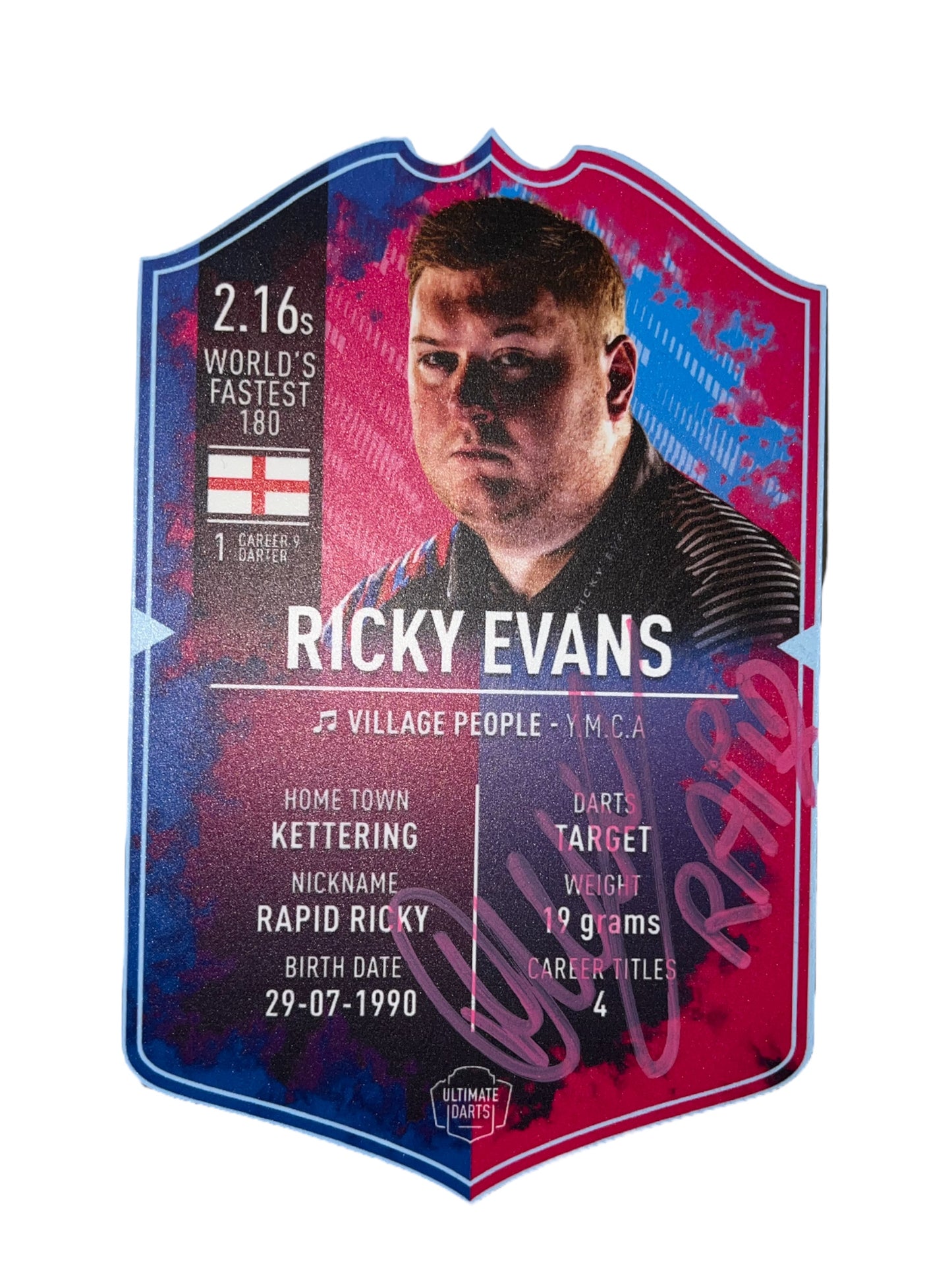 ‘RAPID’ Ricky Evans Signed Ultimate Darts Card