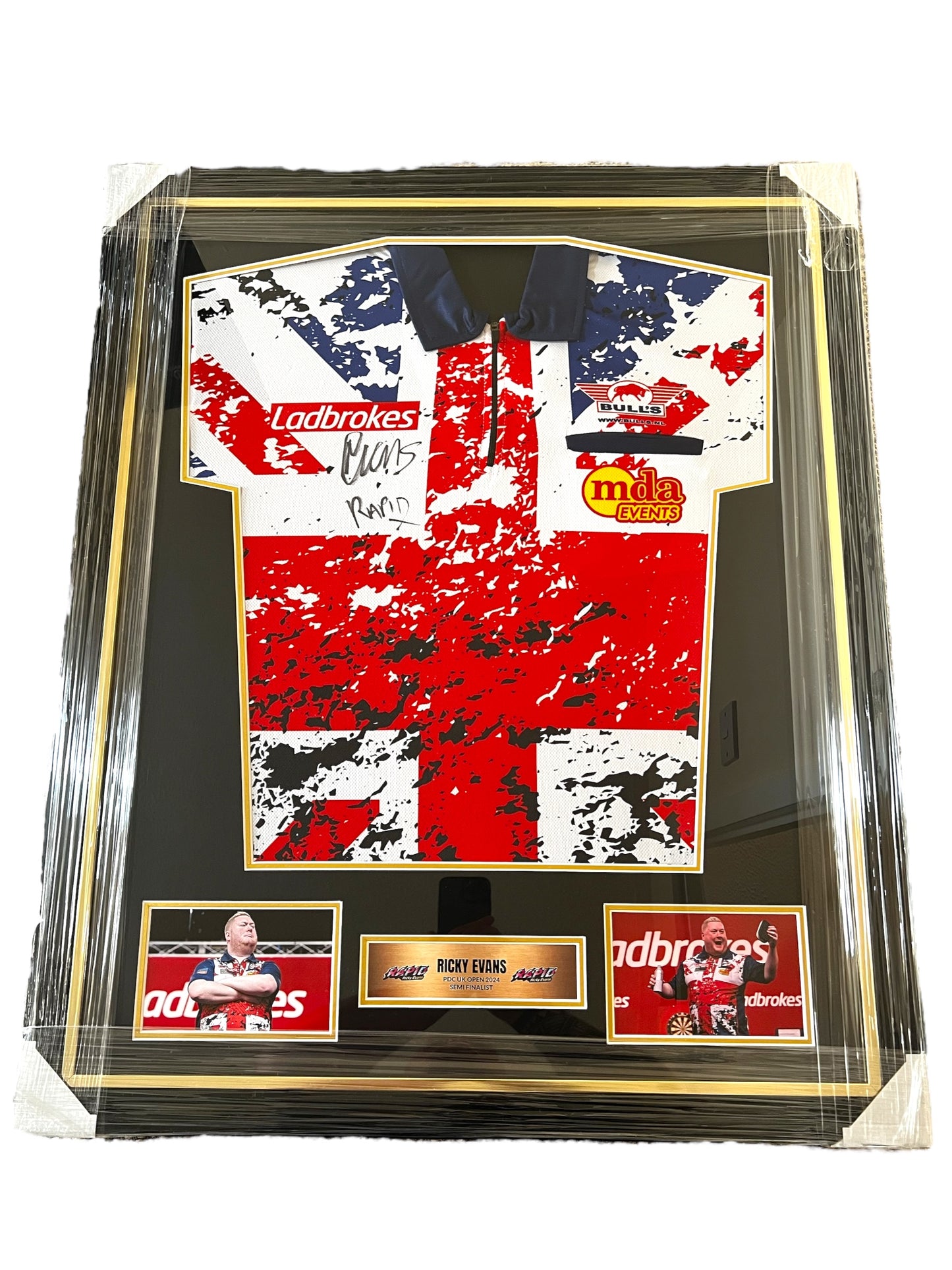 ‘Rapid’ Ricky Evans Signed Darts Shirt (UK Open 2024 Style)- Deluxe Framed