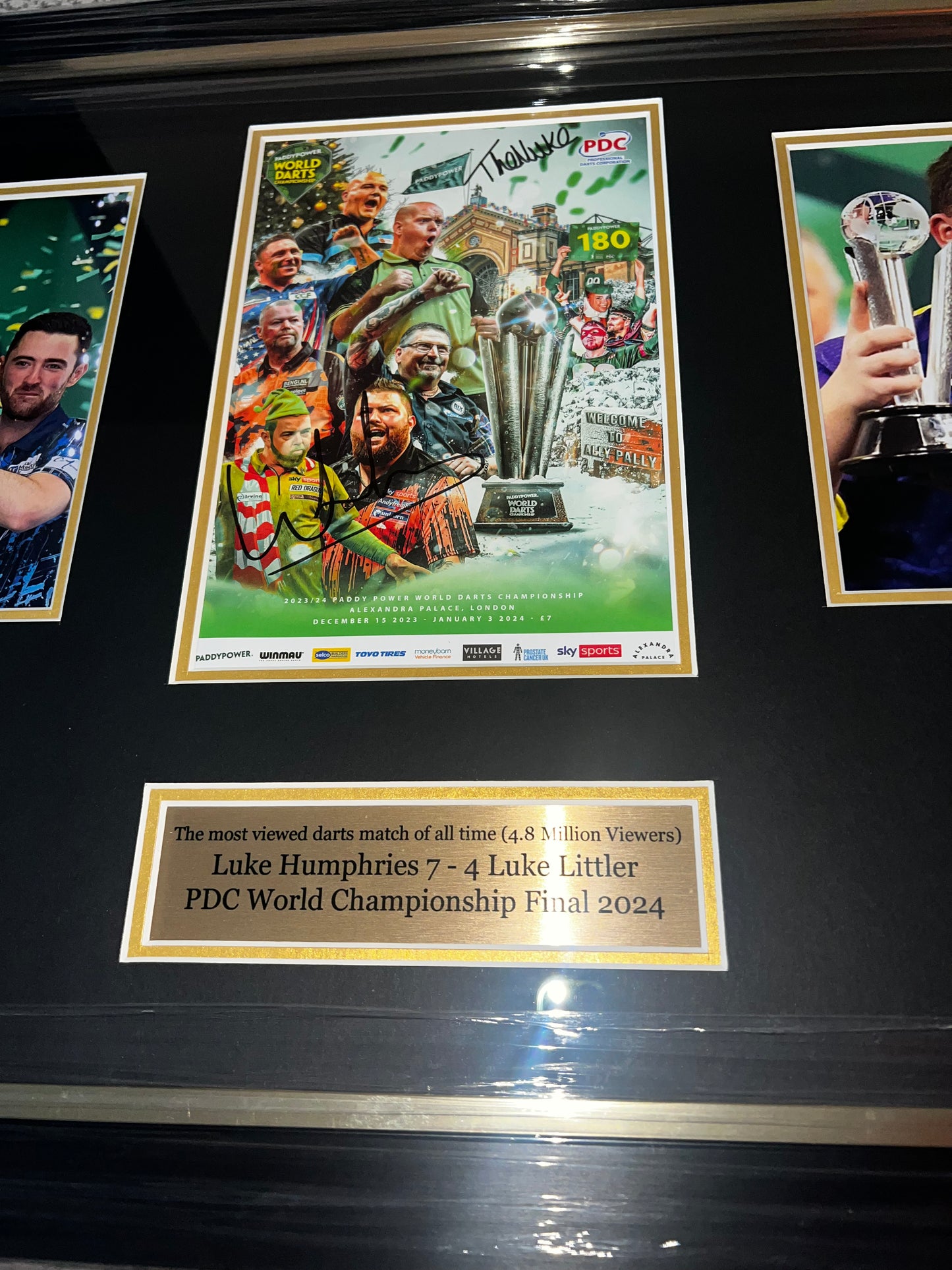 PDC World Darts Championship 2024 Programme, Signed by Luke Littler And Luke Humphries- Deluxe Framed