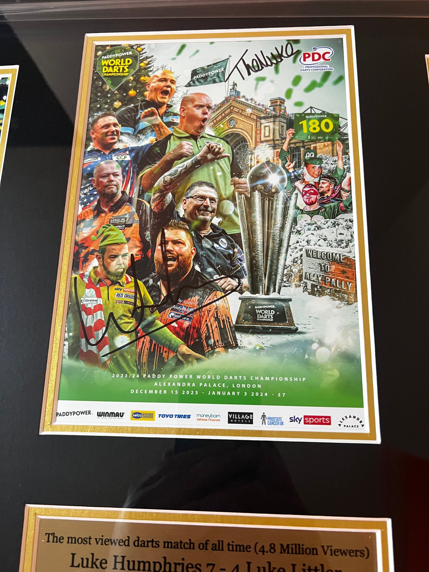 PDC World Darts Championship 2024 Programme, Signed by Luke Littler And Luke Humphries- Deluxe Framed