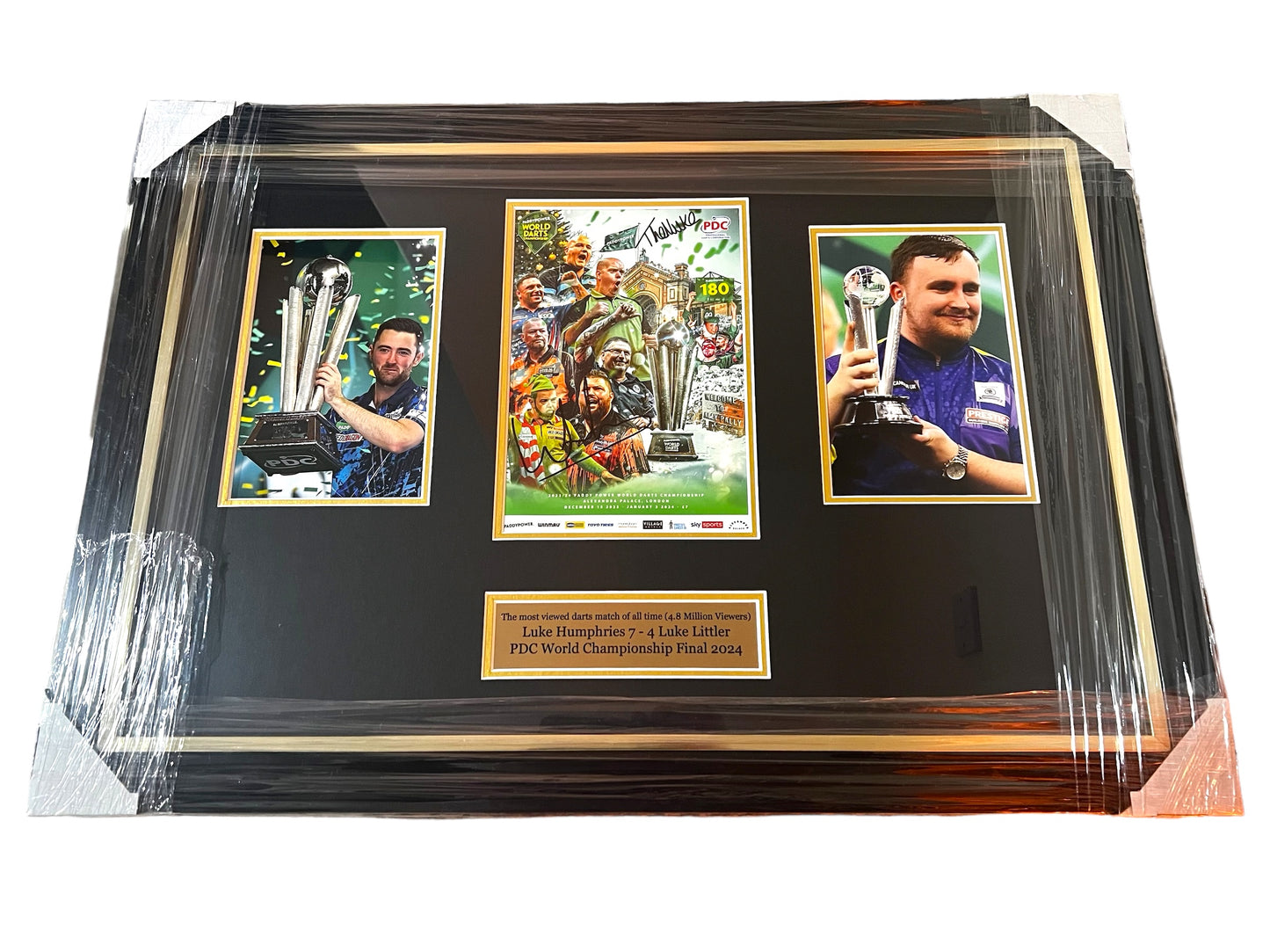 PDC World Darts Championship 2024 Programme, Signed by Luke Littler And Luke Humphries- Deluxe Framed