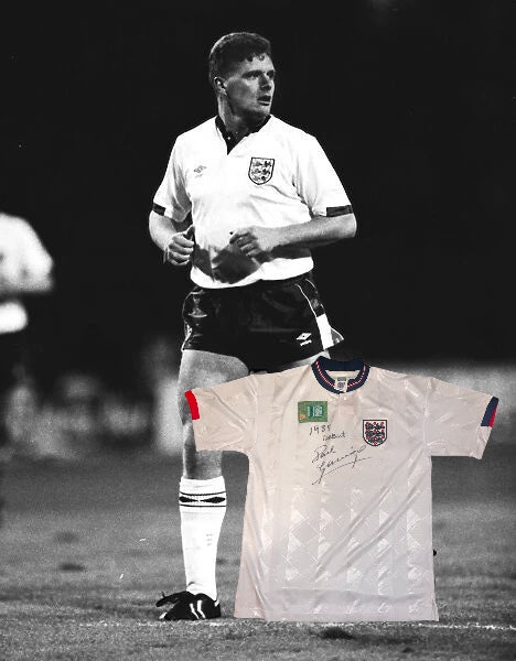 Paul Gascoigne ‘Gazza’ Signed Official Score Draw England 87-89 Home Shirt- Dedicated ‘1988 Debut’