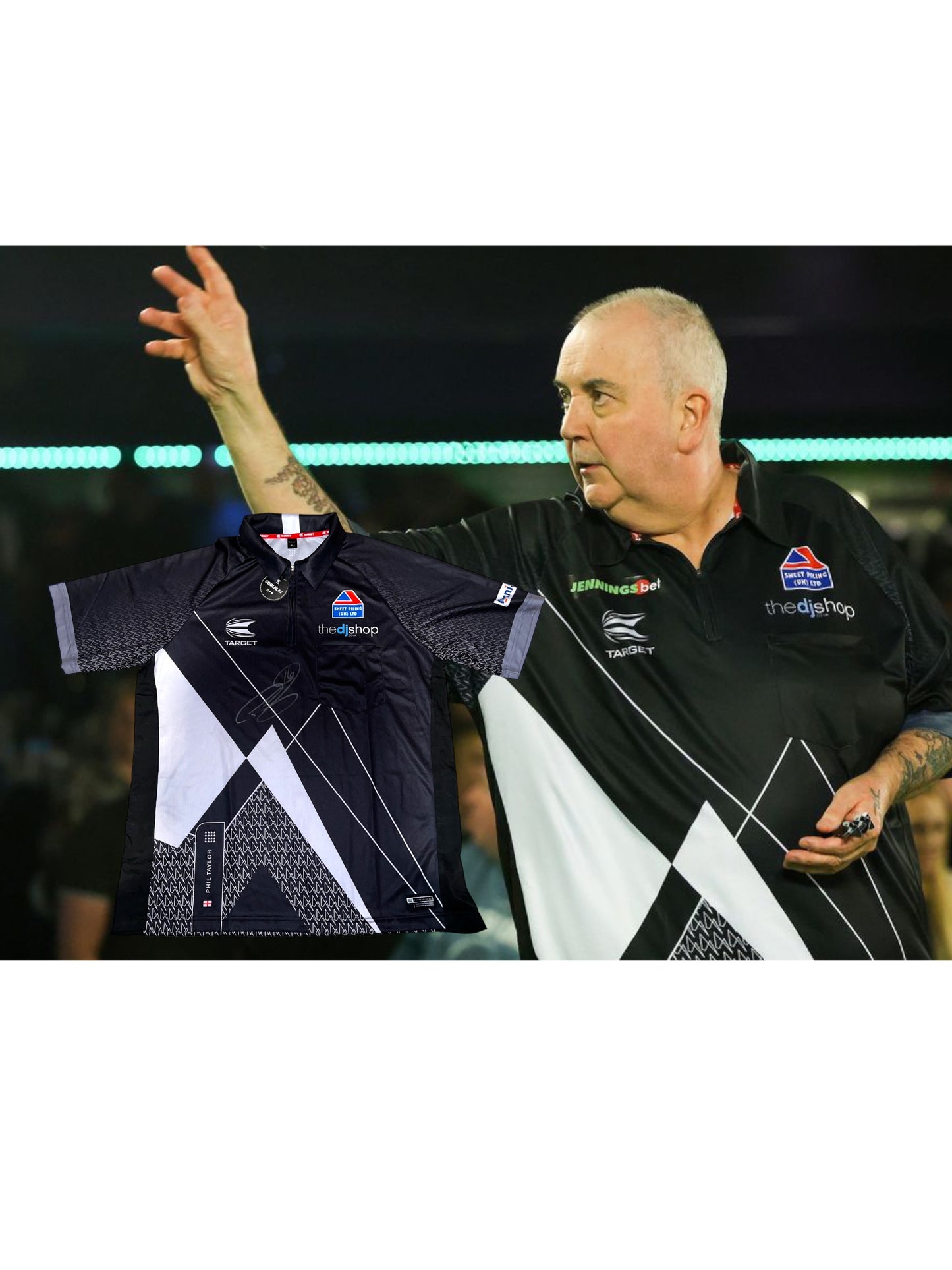 Phil ‘The Power’ Taylor Signed WSDT Target Coolplay Darts Shirt